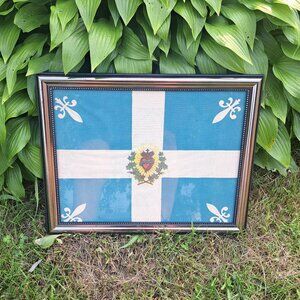Vintage Framed Catholic Processional Flag Sacred Heart Carillon